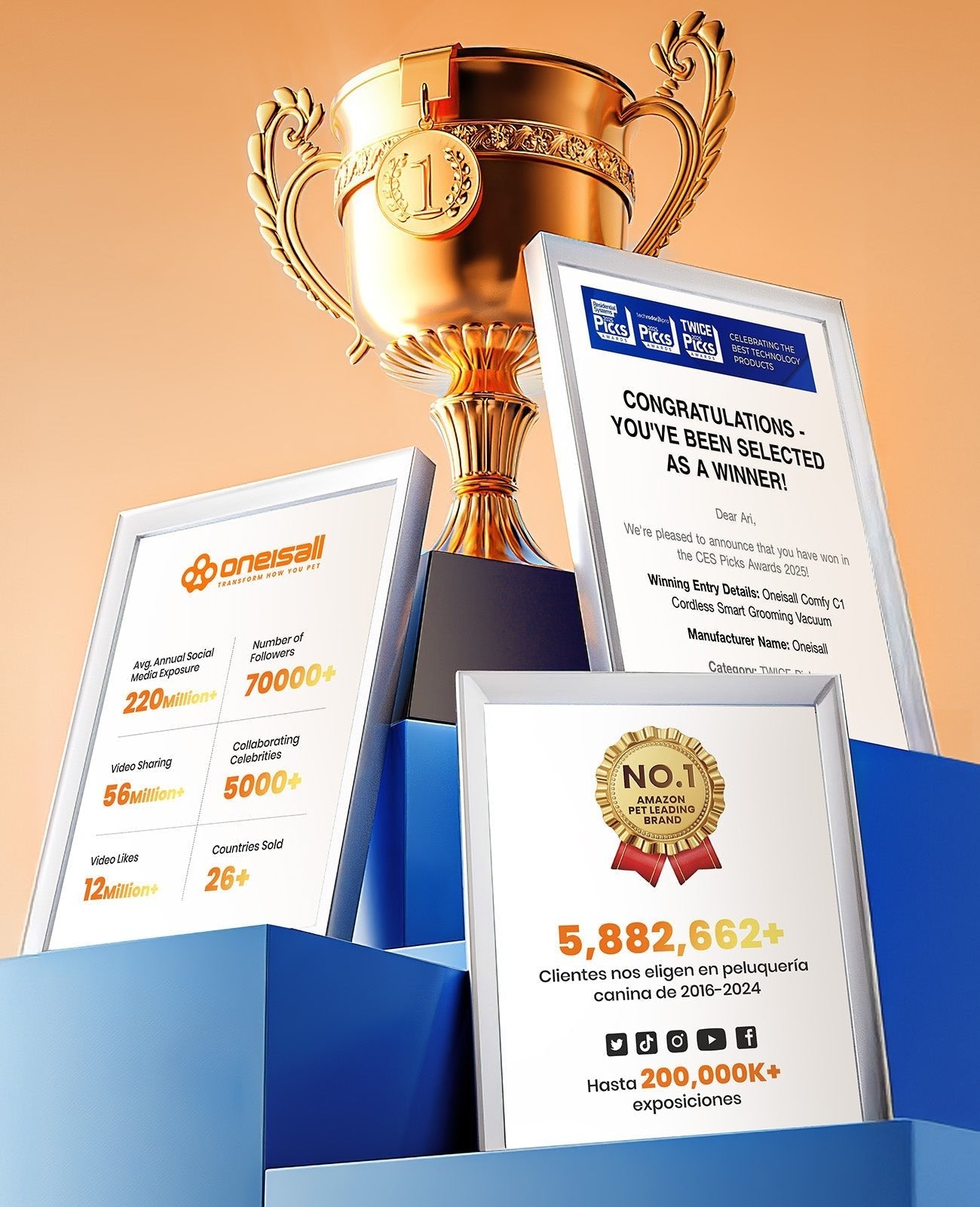 Oneisall Comfy C1 Cordless Pet Grooming Vacuum Kit