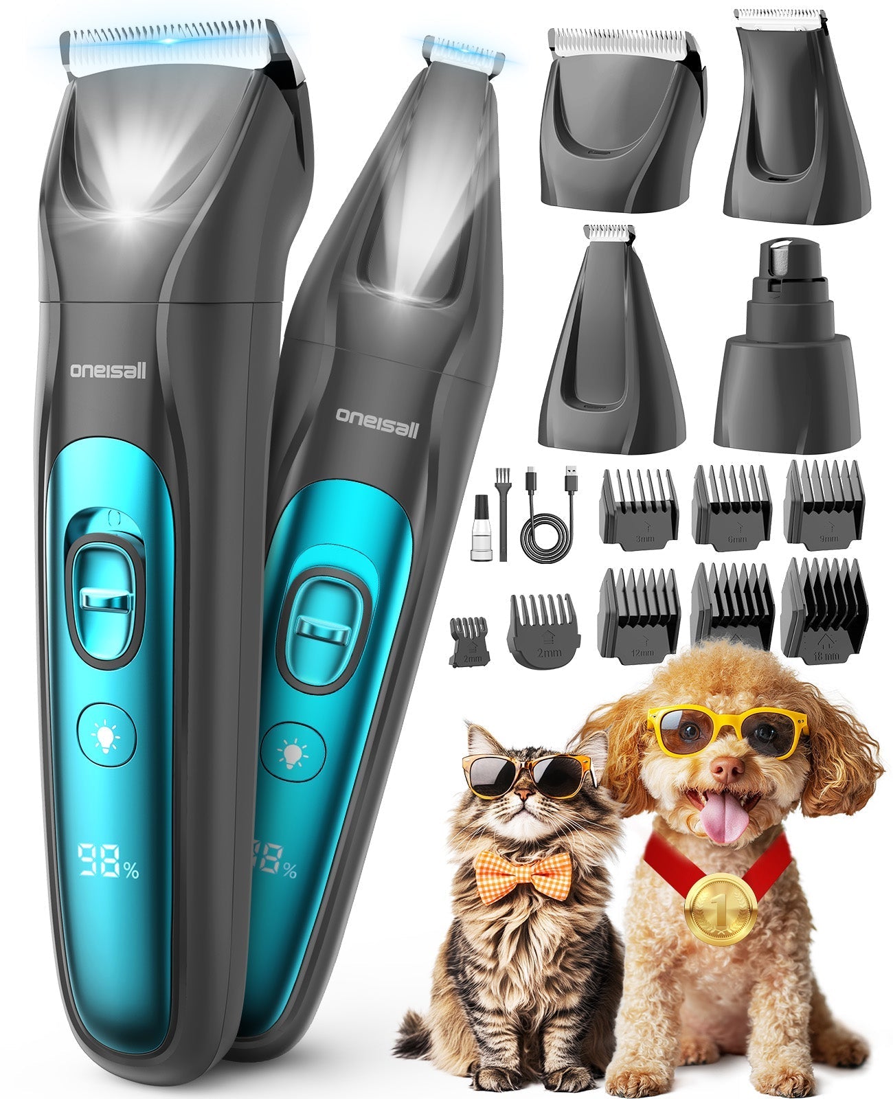 Oneisall FC10 4-in-1 Cordless Multi-Functional Pet Clippers