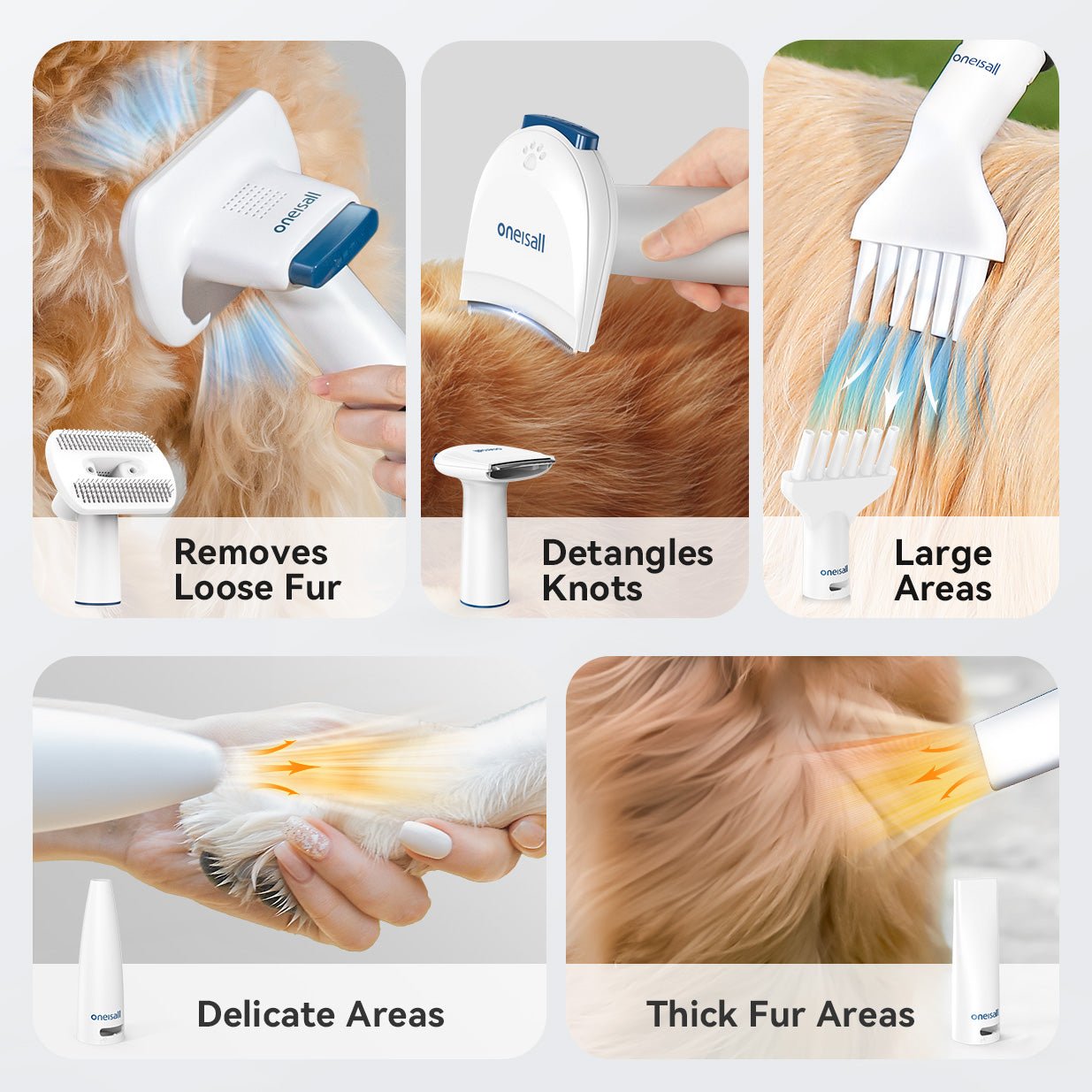 Oneisall Cozy C1 Pet Grooming Vacuum & Dryer Kit & 3 Blades Replacement Set