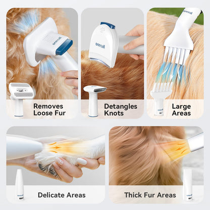 Oneisall Cozy C1 Pet Grooming Vacuum & Dryer Kit & 3 Blades Replacement Set