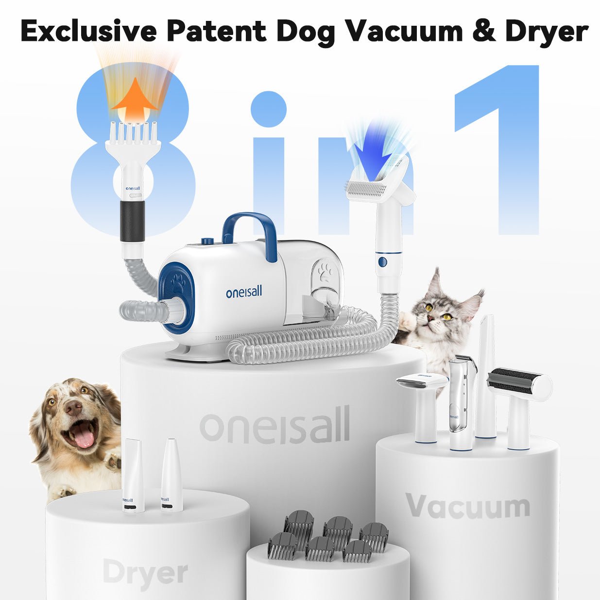 Oneisall Cozy C1 8-in-1 Pet Grooming Vacuum & Dryer Kit