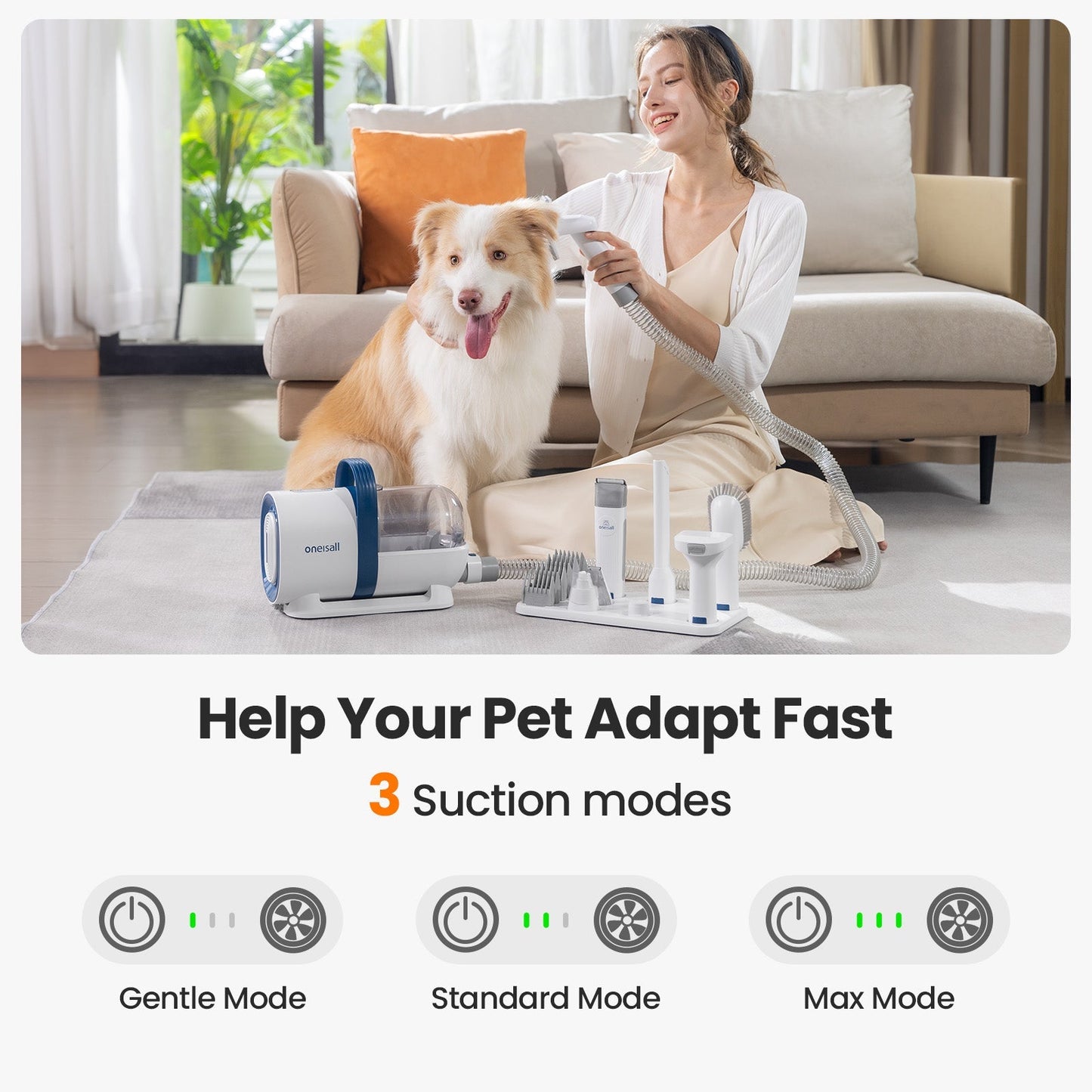 Oneisall LM5 4-in-1 Pet Grooming Vacuum Kit