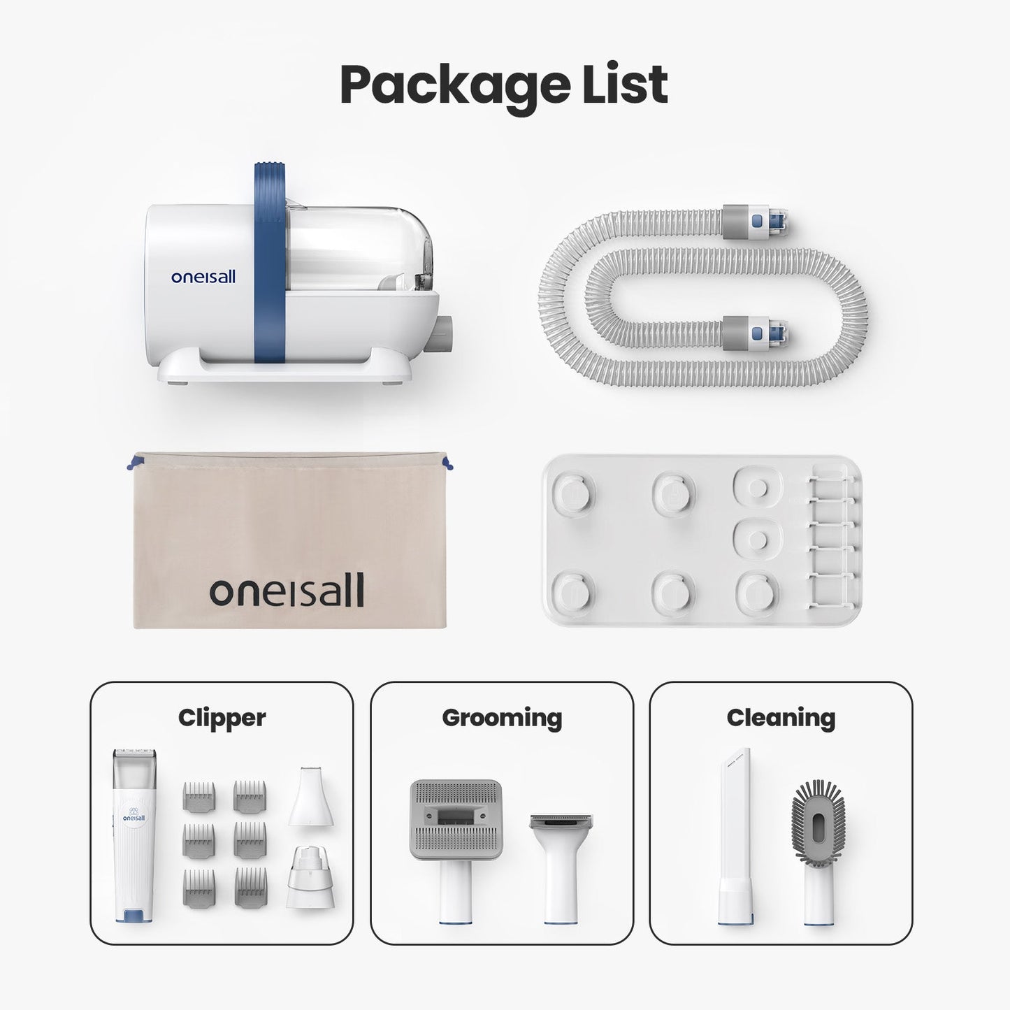 Oneisall LM2 7-in-1 Pet Grooming Vacuum Kit