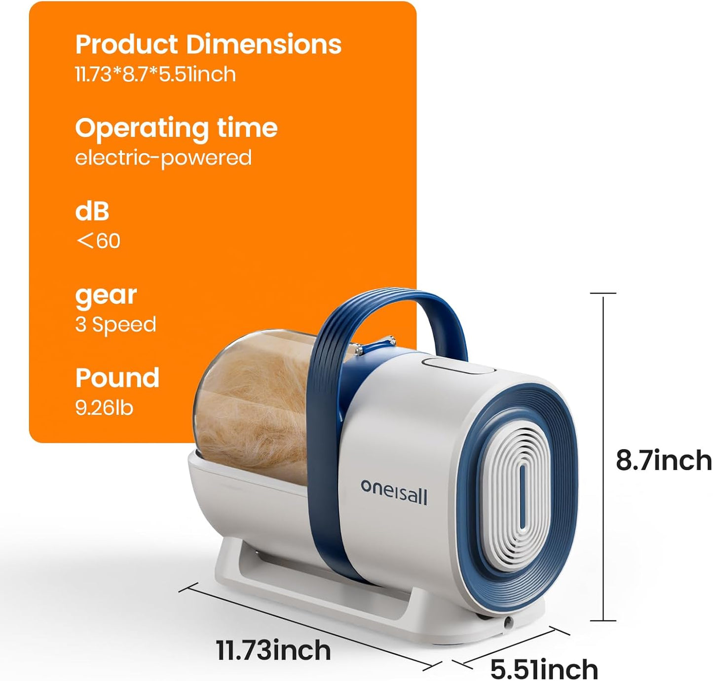 Oneisall LM2 7-in-1 Pet Grooming Vacuum Kit Purple