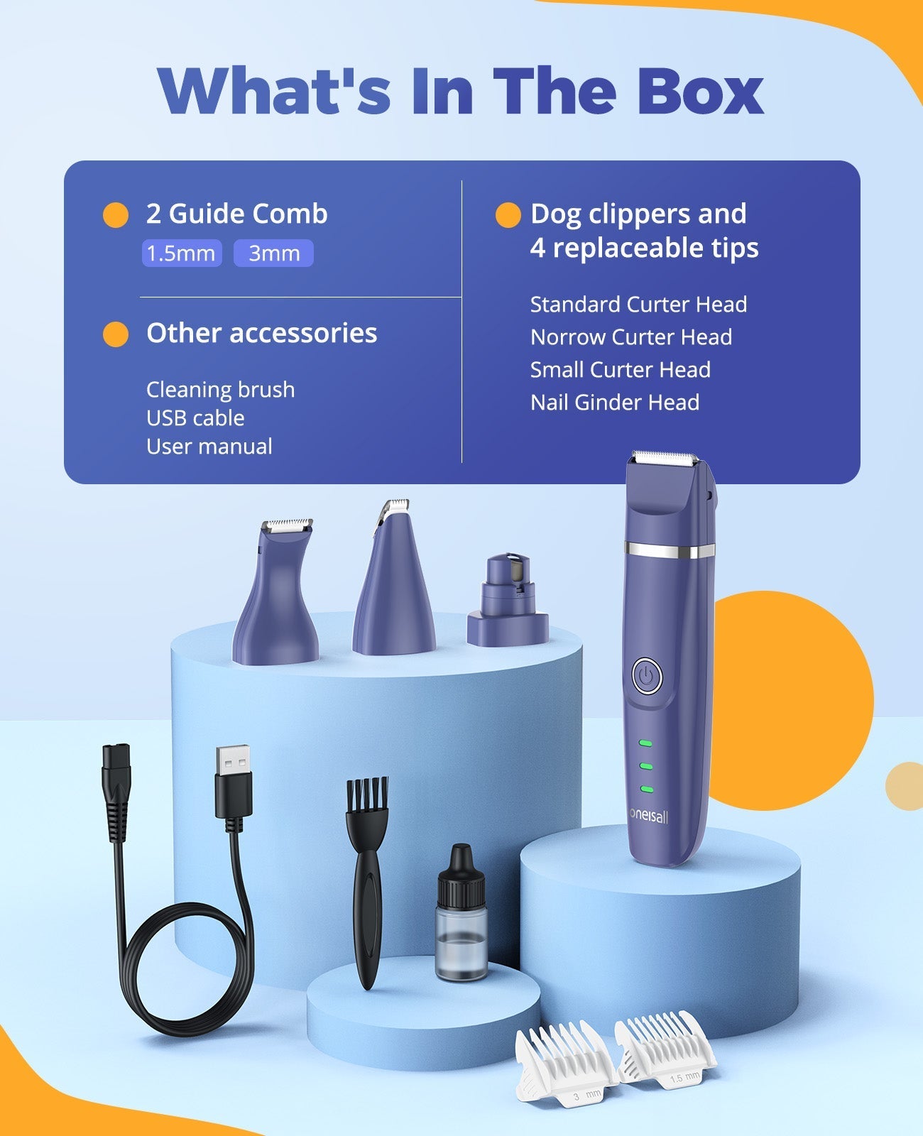 Oneisall N12 4 in 1 Dog Grooming Kit