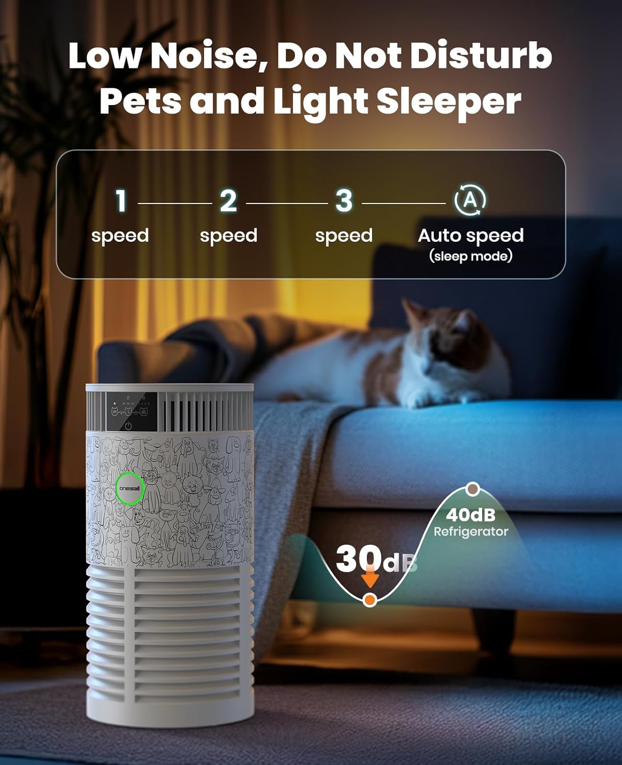 Oneisall PP01 Air Purifier for Pet Hair and Odor