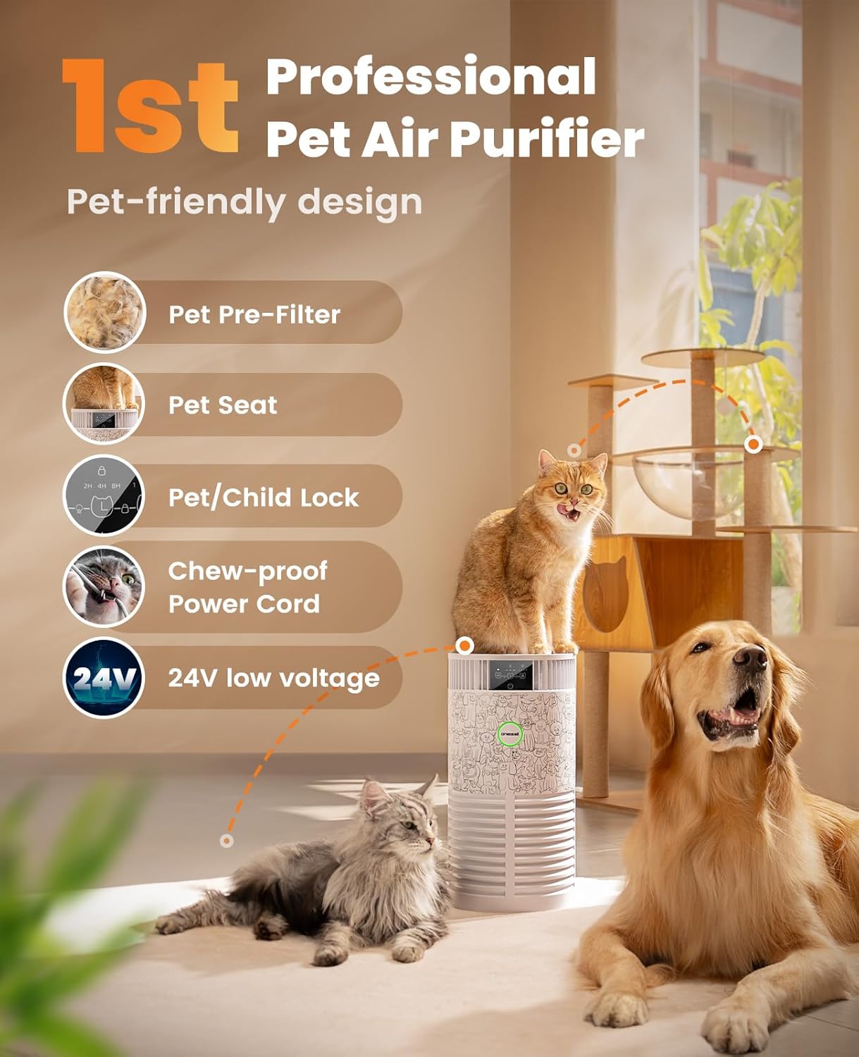 Oneisall PP01 Air Purifier for Pet Hair and Odor