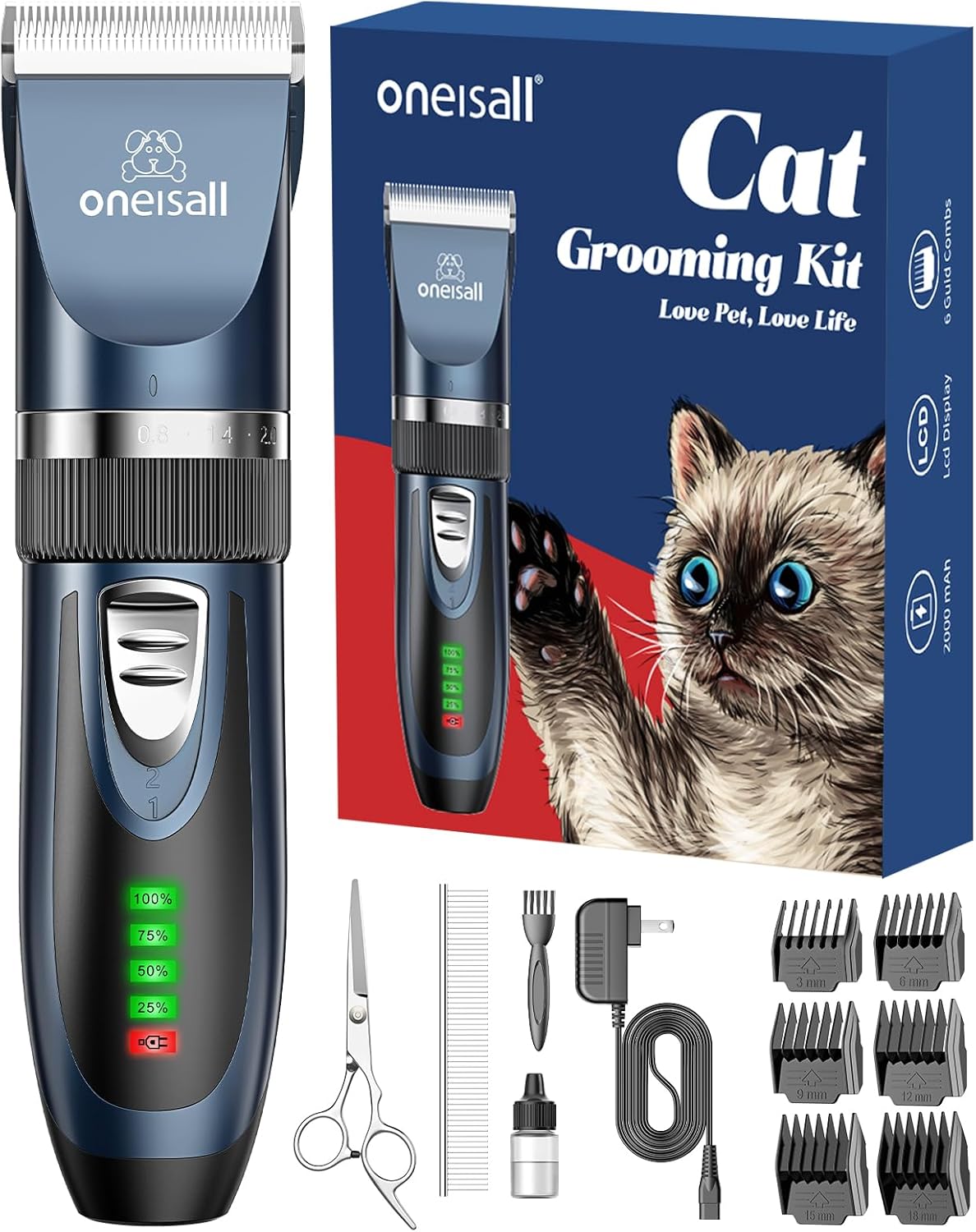 Oneisall X2 2 Speeds Cat Clippers for Matted Hair