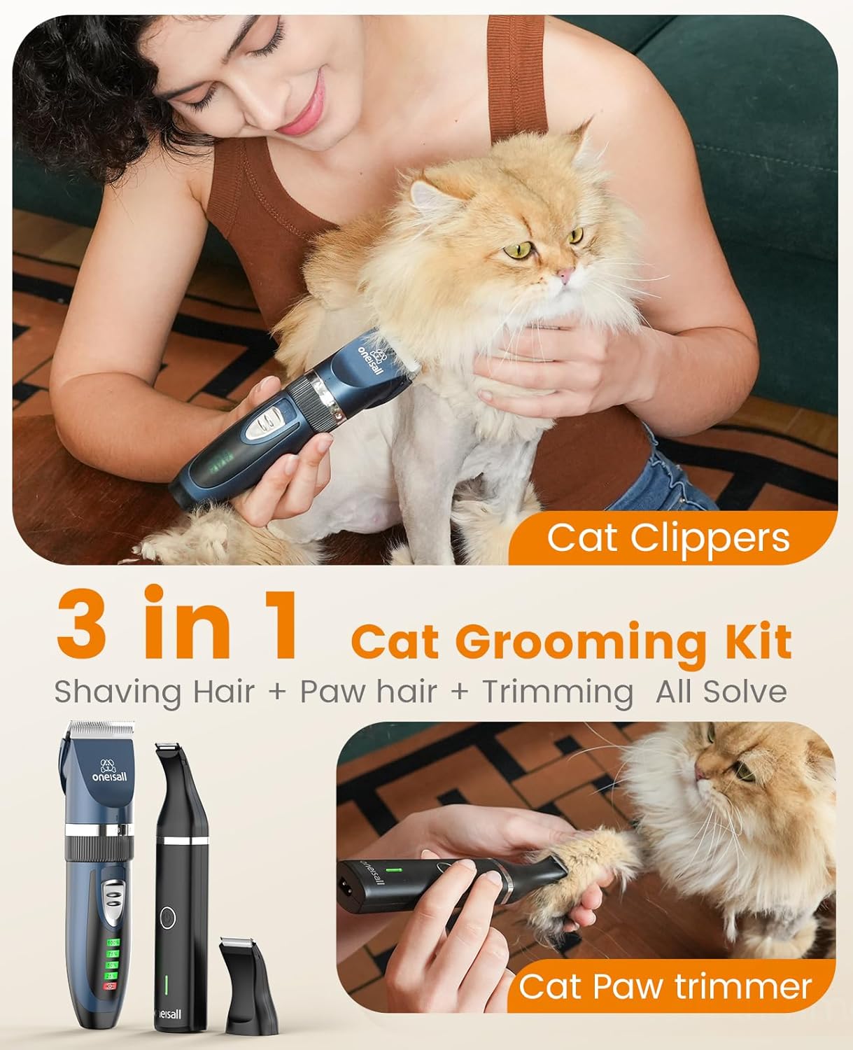 Oneisall X2&N5 3 in 1 Cat Clippers & Cat Paw Trimmer
